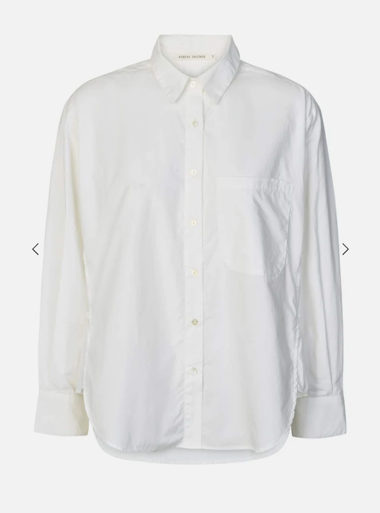 RABENS SALONER DJANA POPLIN SIDE GATHER SHIRT WHITE