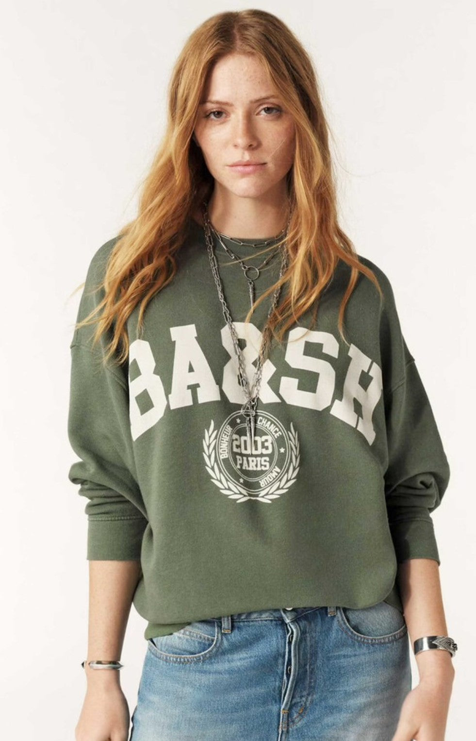 BASH BENJAMIN SWEATER MET LOGOPRINT KAKI